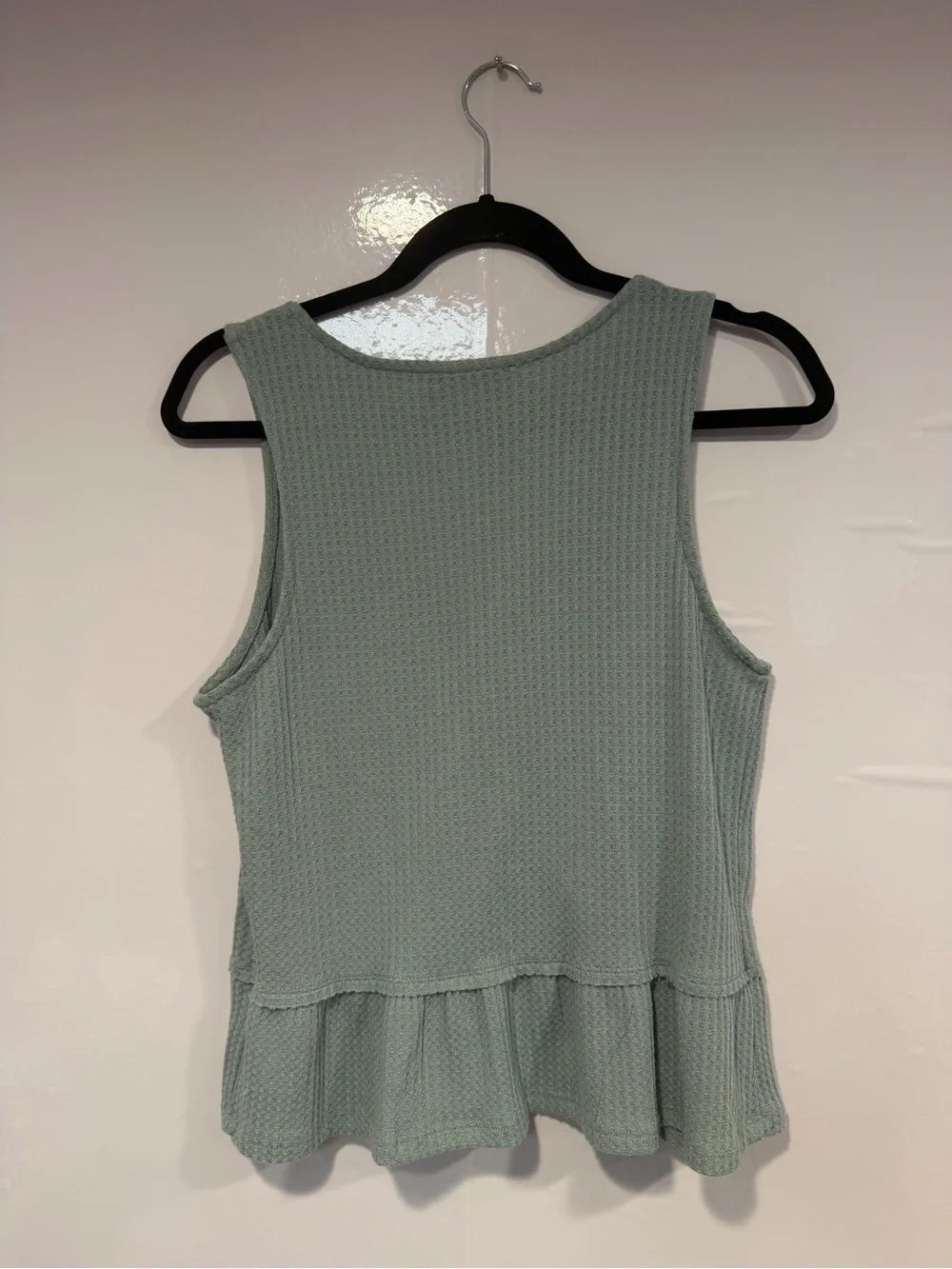 Maeve Papercrane Sleeveless V-Neck‎ Peplum Tank Top in Sage Green